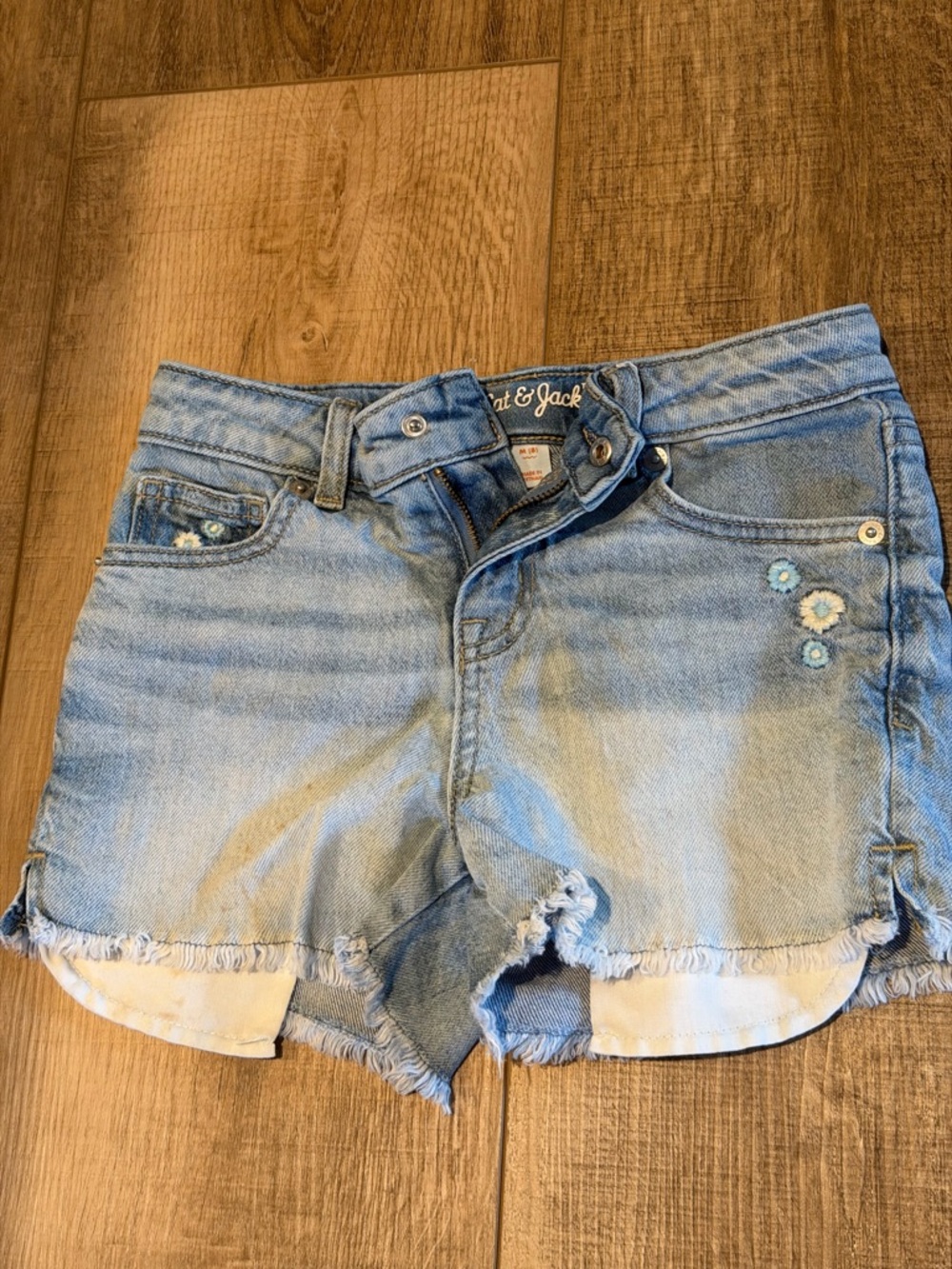 Cat & Jack Blue Denim Shorts with Floral Patch